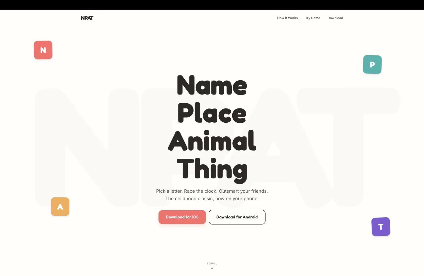 Name Place Animal Thing